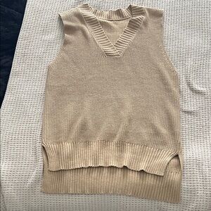 Tan V-Neck Sweater Vest